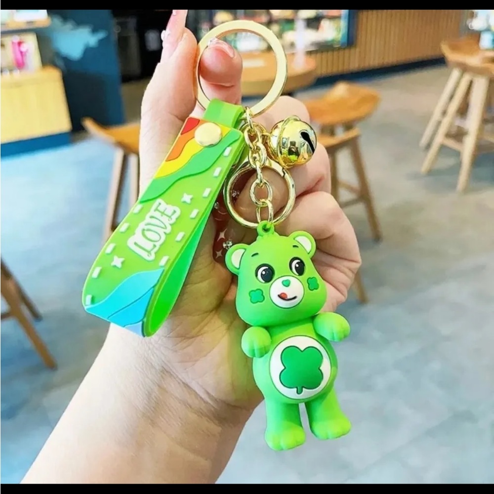 NEW Care Bears Key Chain/Ring/Clip Fob              Good Luck Bear 🍀